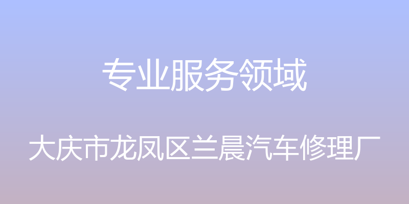 专业服务领域 - 大庆市龙凤区兰晨汽车修理厂